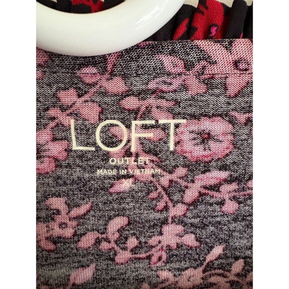 LOFT Women's Long Sleeve Floral Split V-Neck Smocked Button Blouse Size XL - Picture 8 of 12